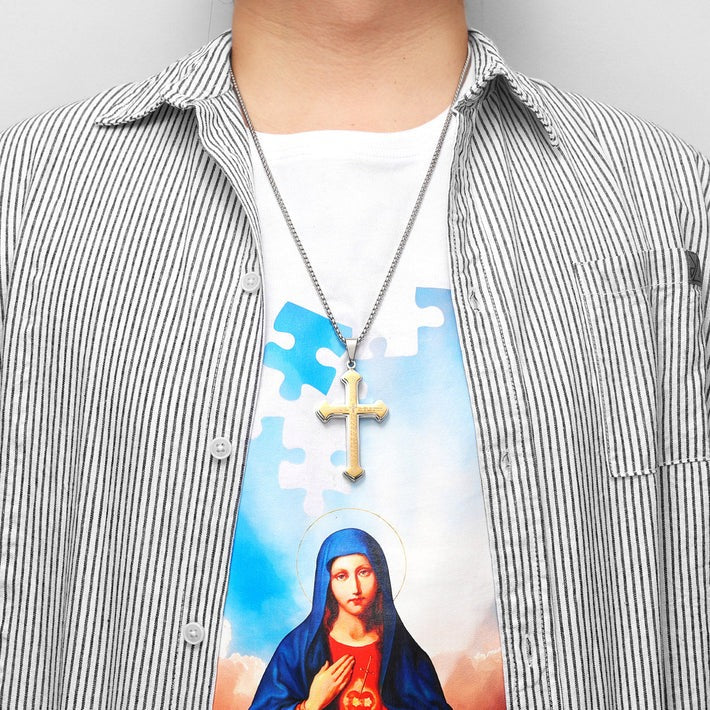 Cross pendant necklace with bible text