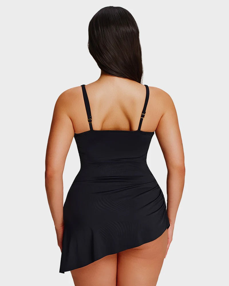 Plus Size Ruched Tummy Control Swim Dress