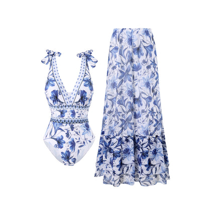 Printed Bohemian-style beachwear swimsuit
