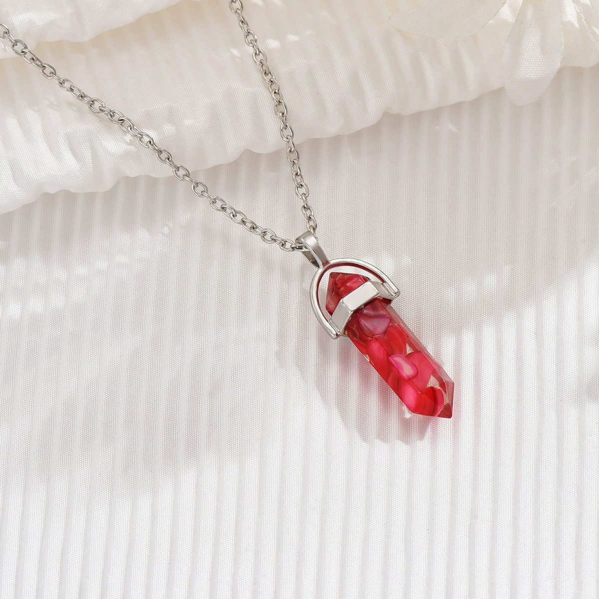 Hexagram Energy Stone Natural Mineral Crystal Point Necklace