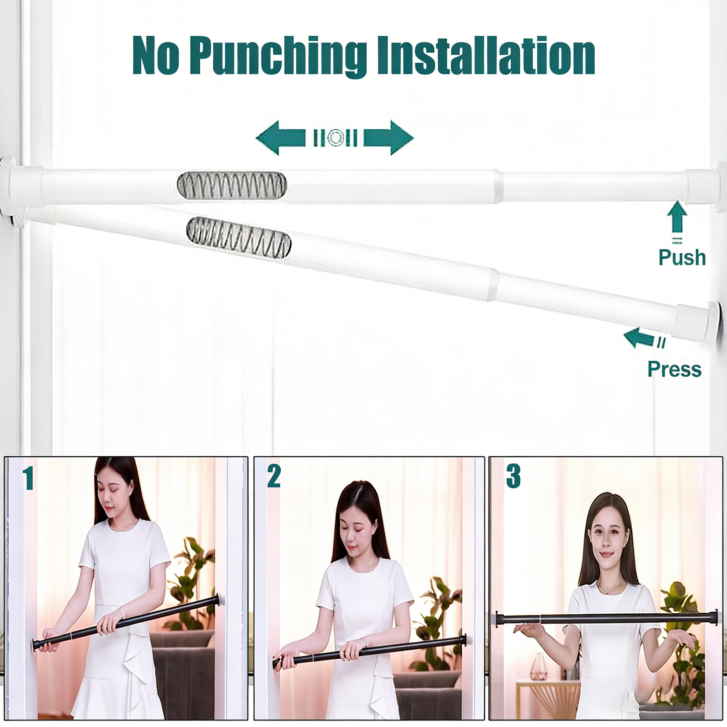 Drill-Free Adjustable Clothes Hanging  Rod
