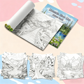 Mountains and Rivers Coloring Book With 24 colors Paint set