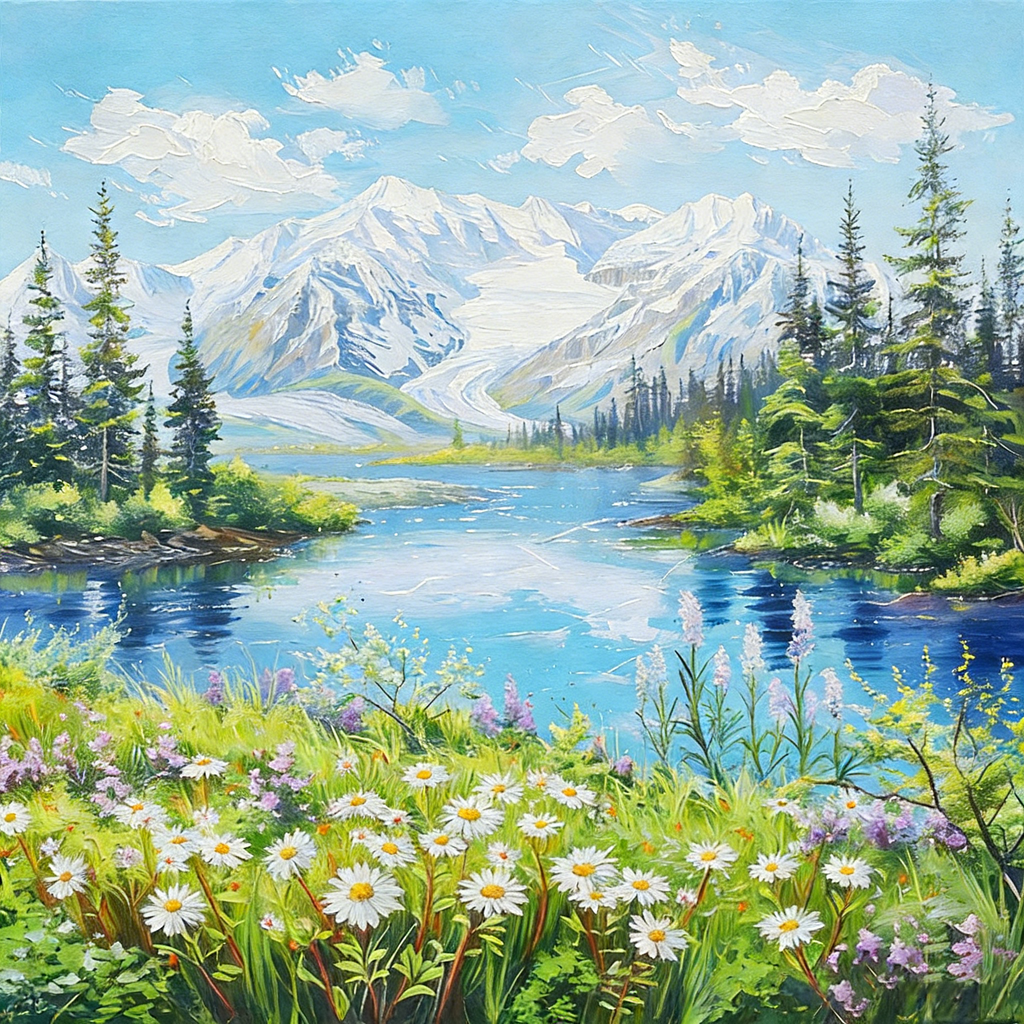 Mountains and Rivers Coloring Book With 24 colors Paint set