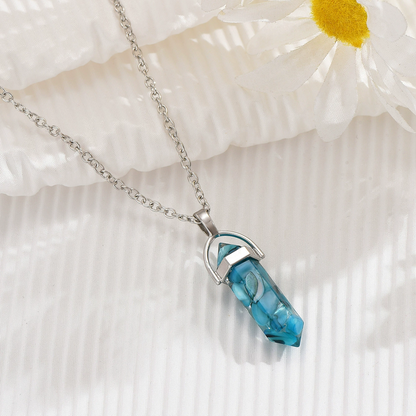 Hexagram Energy Stone Natural Mineral Crystal Point Necklace