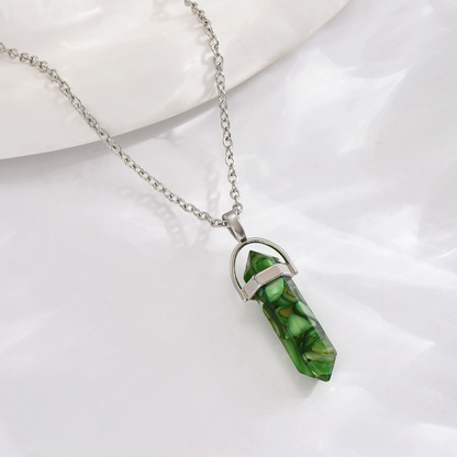 Hexagram Energy Stone Natural Mineral Crystal Point Necklace