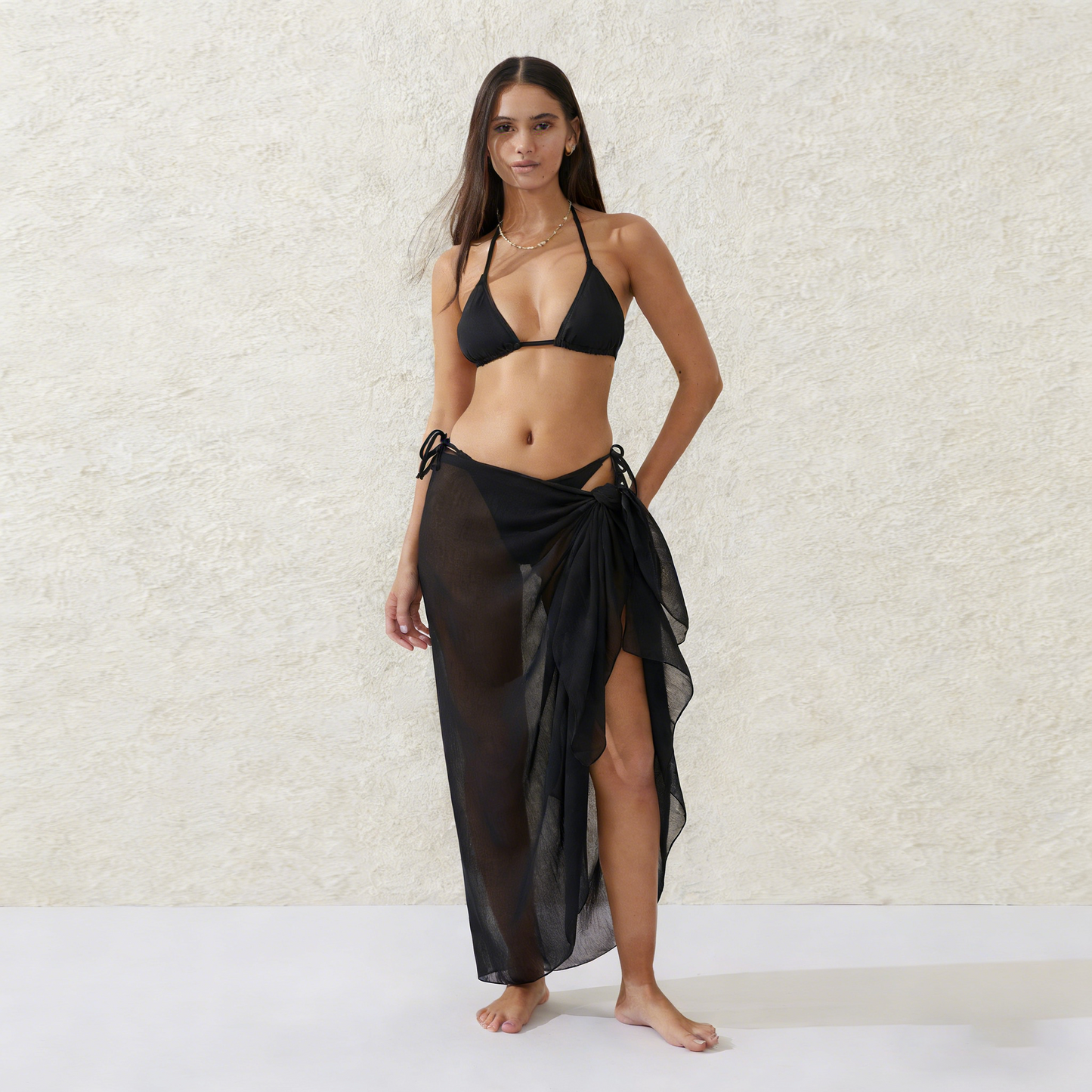 Side Tie Midi Sarong Long Sheer Cover Ups