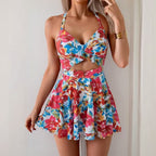 Printed backless strapless one-piece swimming suit