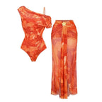 Orange Lily Print Swimsuit