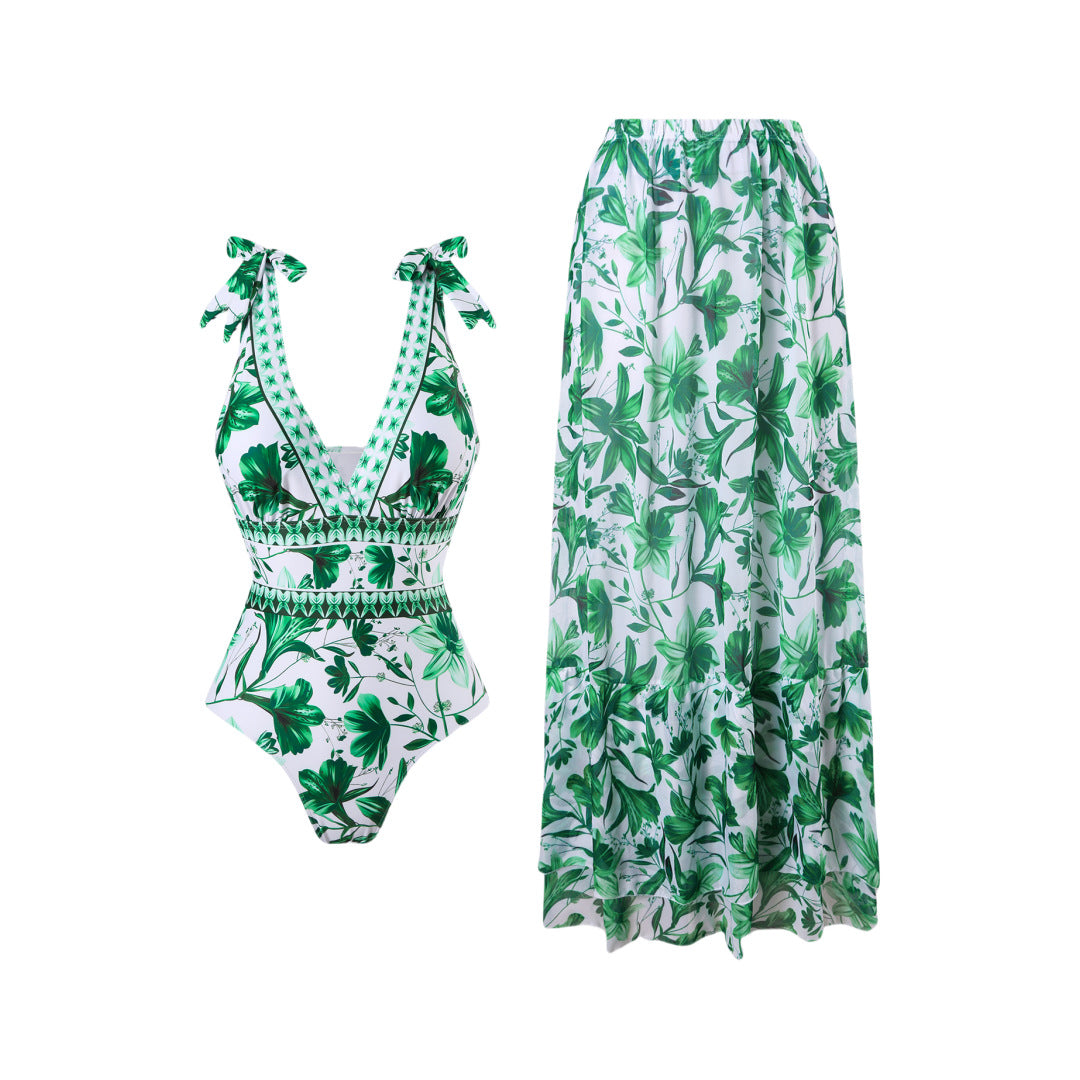 Printed Bohemian-style beachwear swimsuit