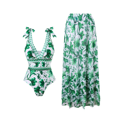 Printed Bohemian-style beachwear swimsuit
