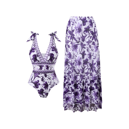 Printed Bohemian-style beachwear swimsuit