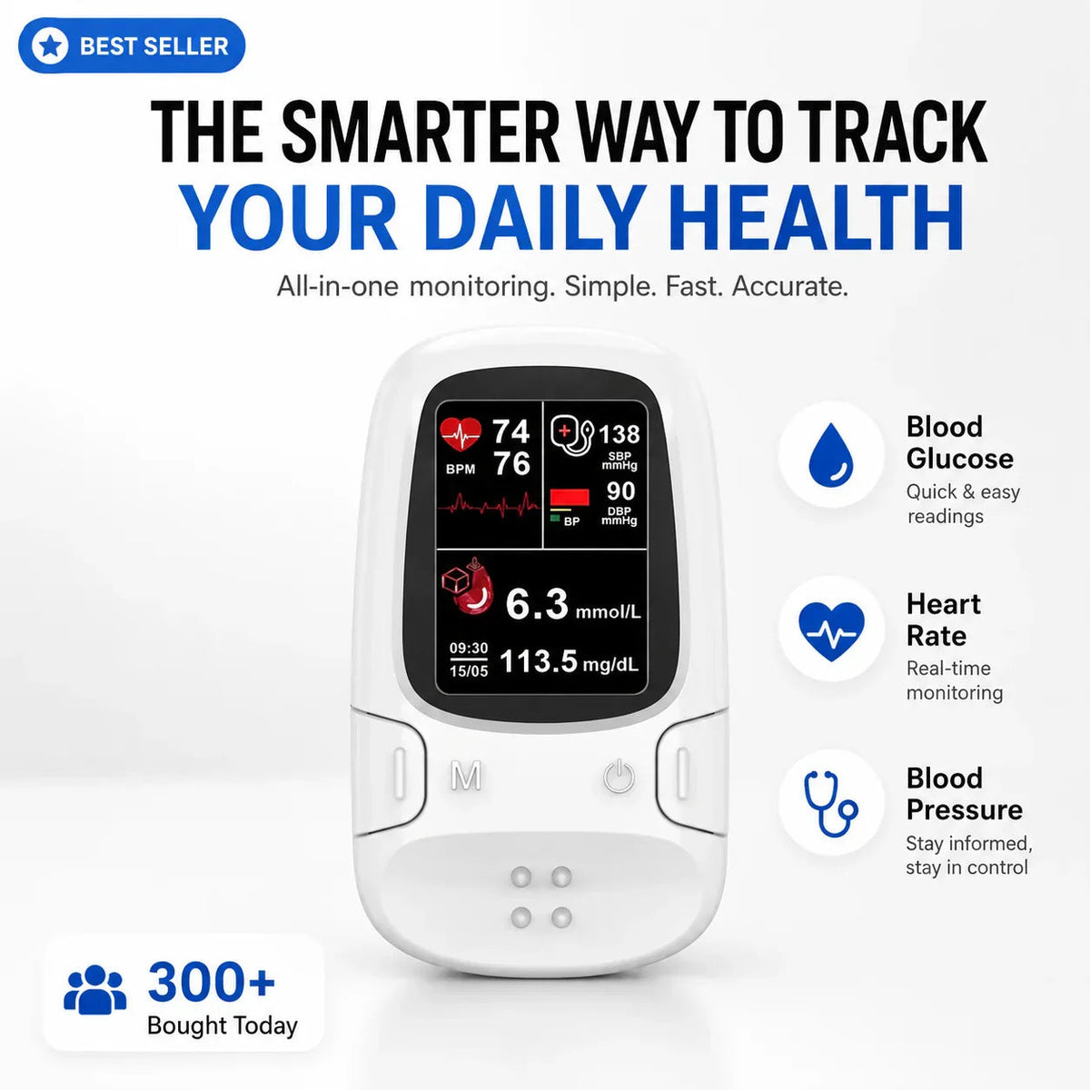 🔥Smart Non-Invasive Blood Glucose Monitor, Accurate Real-Time Blood Sugar Detector, Portable Household Health Tester