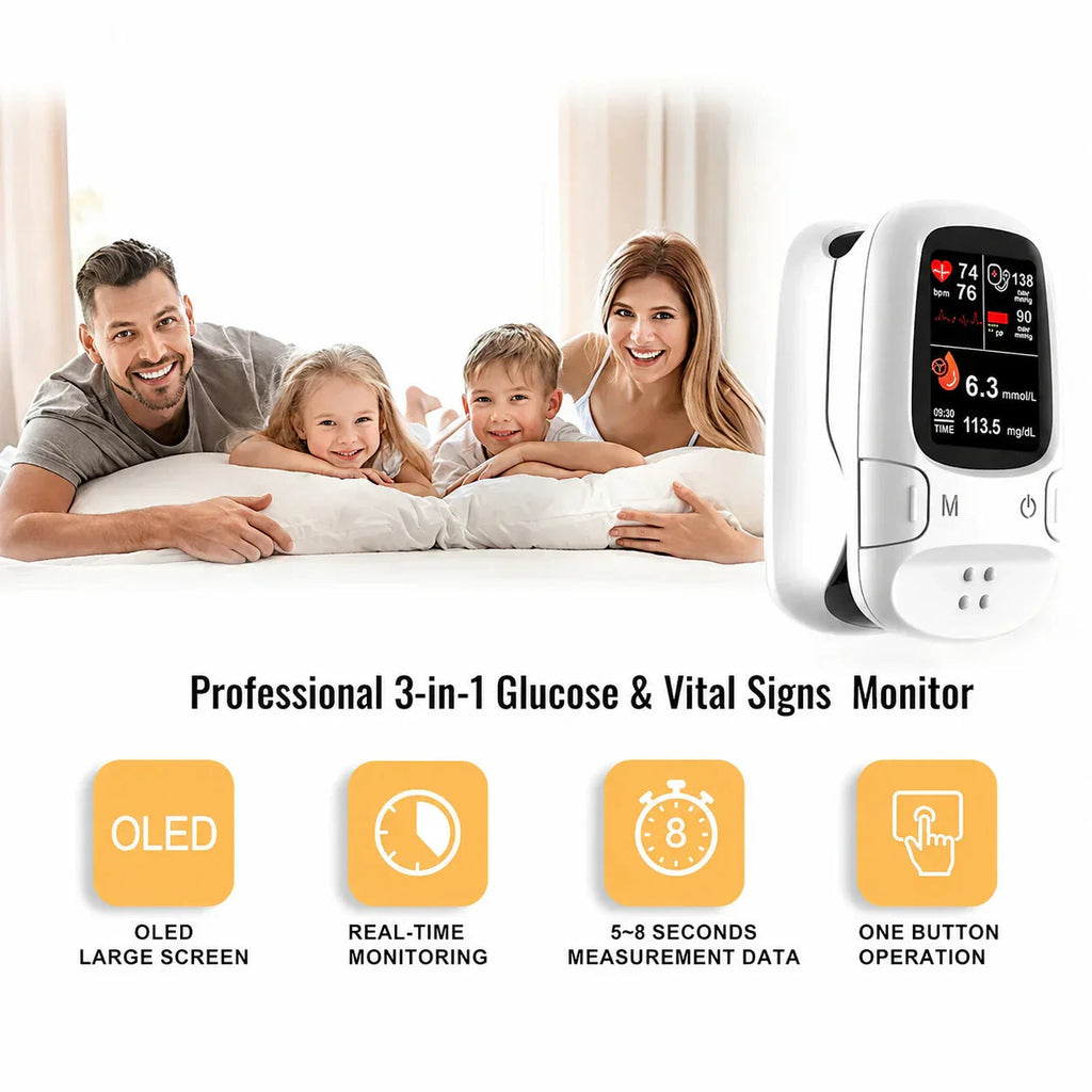 🔥Smart Non-Invasive Blood Glucose Monitor, Accurate Real-Time Blood Sugar Detector, Portable Household Health Tester