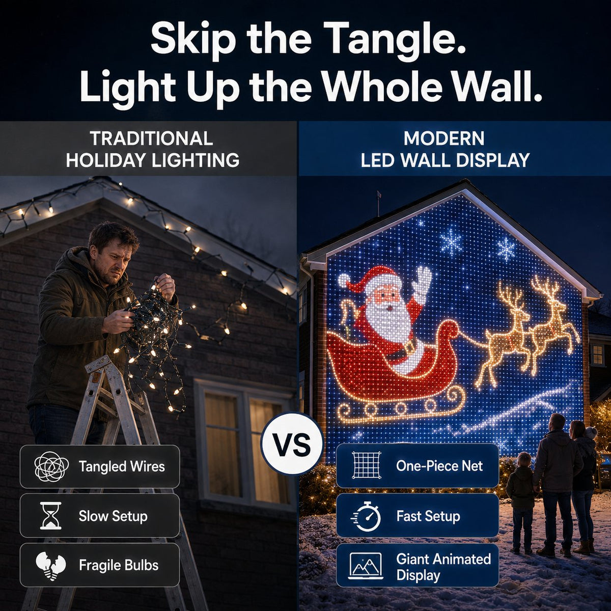 🔥49% OFF Today – Order Now!🎄Christmas LED House Net & Smart Outdoor Wall Curtain Light🎅
