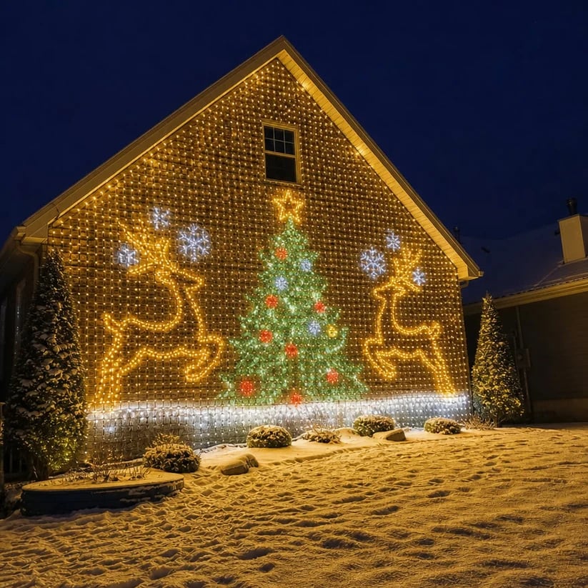🔥Halloween Christmas LED House Net & Smart Outdoor Wall Curtain Light
