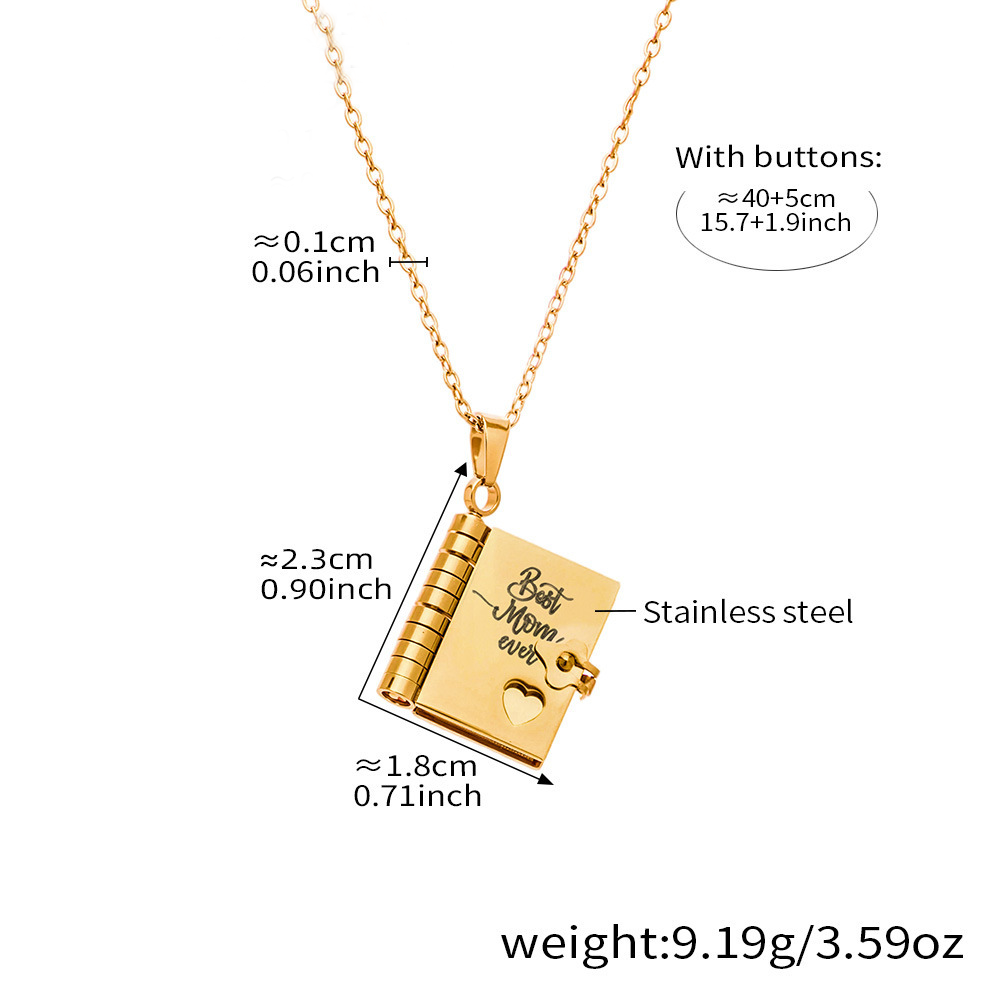 Flip-top engraved book necklace