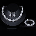 Handmade Baroque Pearl Jewelry Set - Necklace, Bracelet & Earrings
