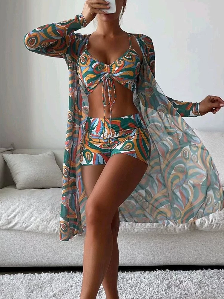 Women's Swimwear High Waisted 3-Piece Set