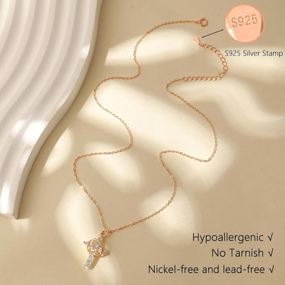 Zircon crown cross necklace
