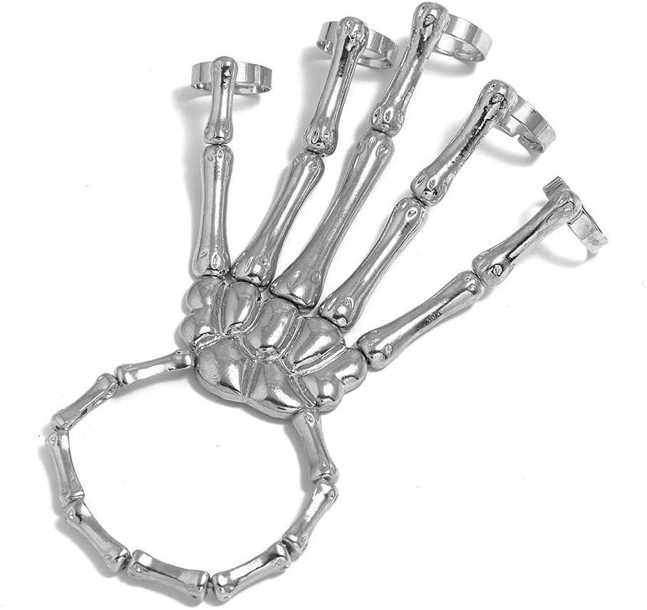 Punk exaggerated demonic hand skull bracelet