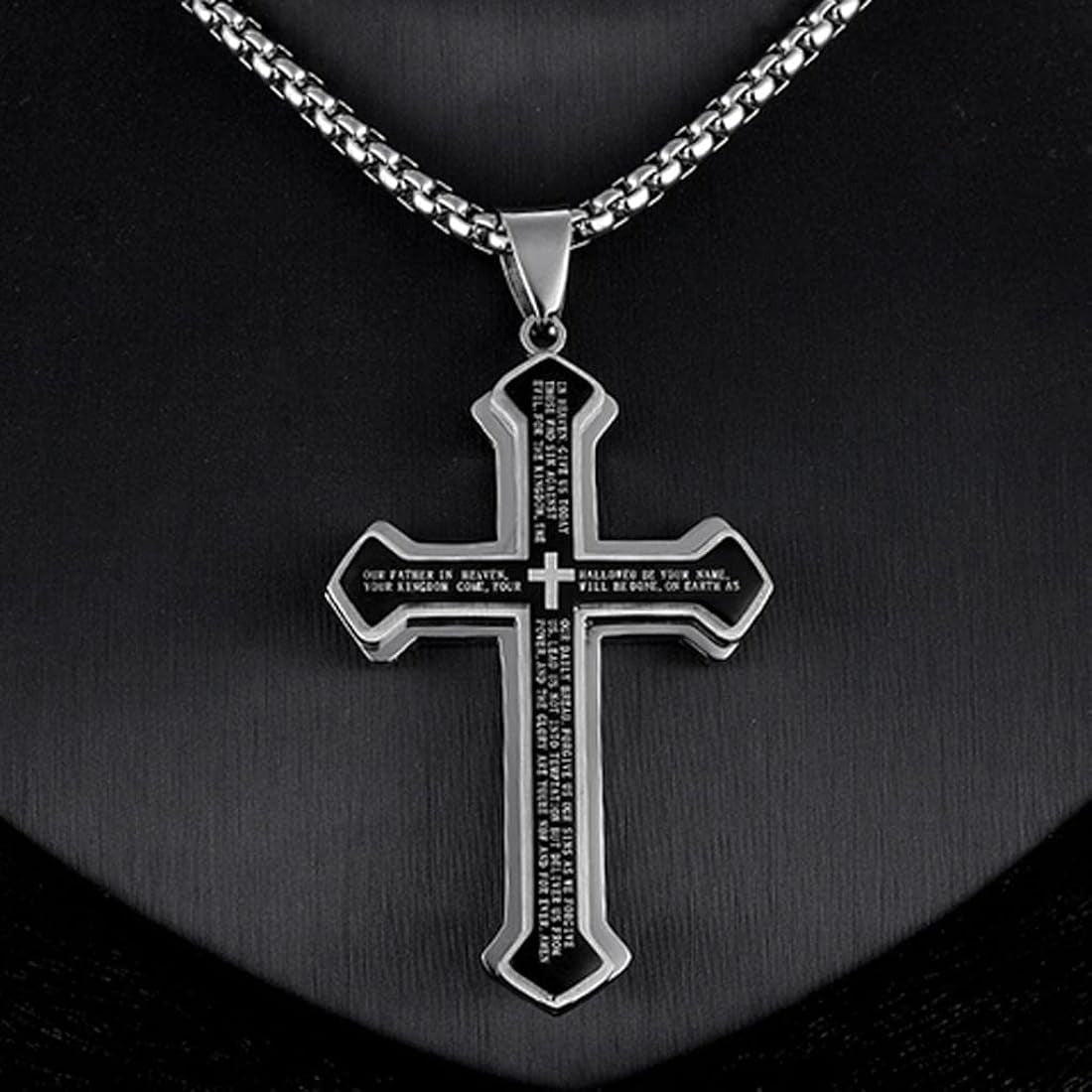 Cross pendant necklace with bible text