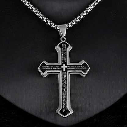 Cross pendant necklace with bible text