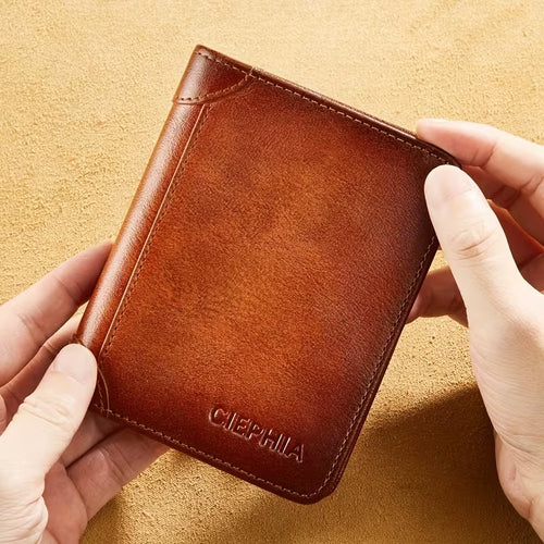 Vintage Trifold RFID Blocking Leather Wallet