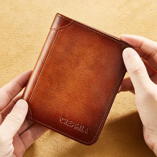 🔥💵 Vintage Trifold RFID Blocking Leather Wallet