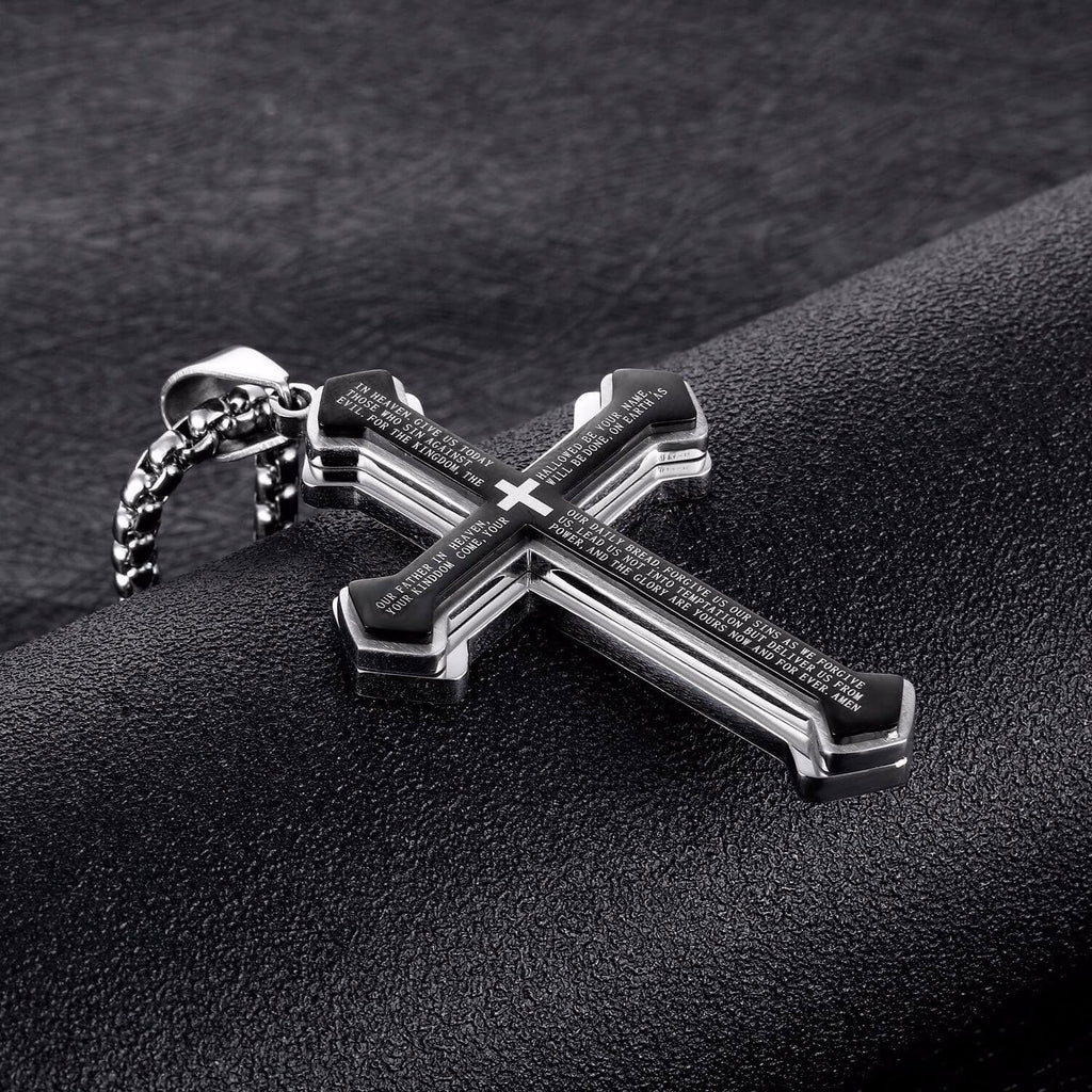 Cross pendant necklace with bible text