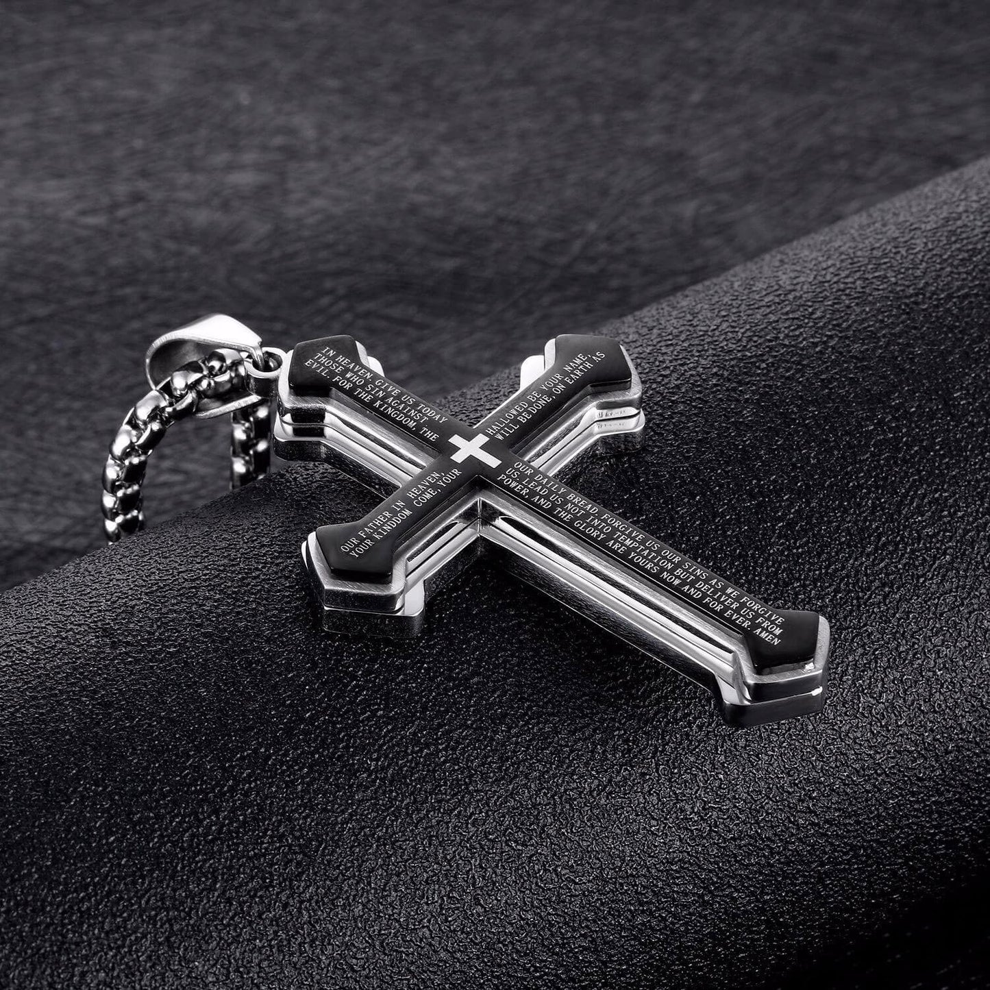 Cross pendant necklace with bible text