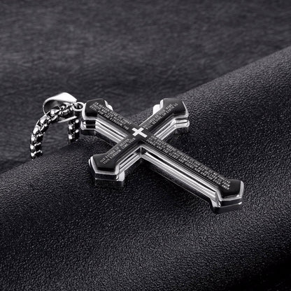 Cross pendant necklace with bible text