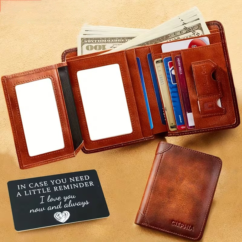Vintage Trifold RFID Blocking Leather Wallet