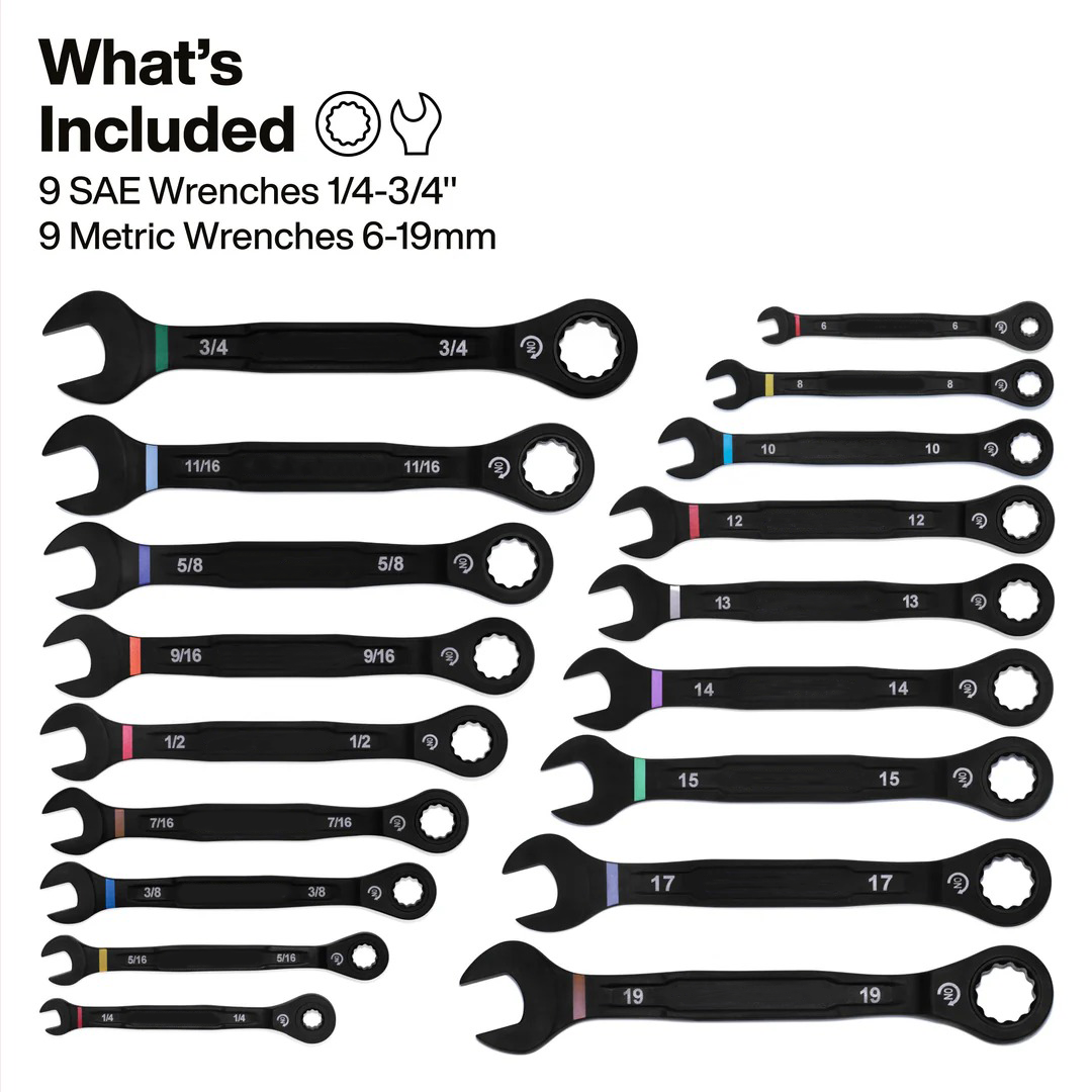 18-Piece Ratcheting Wrench Set