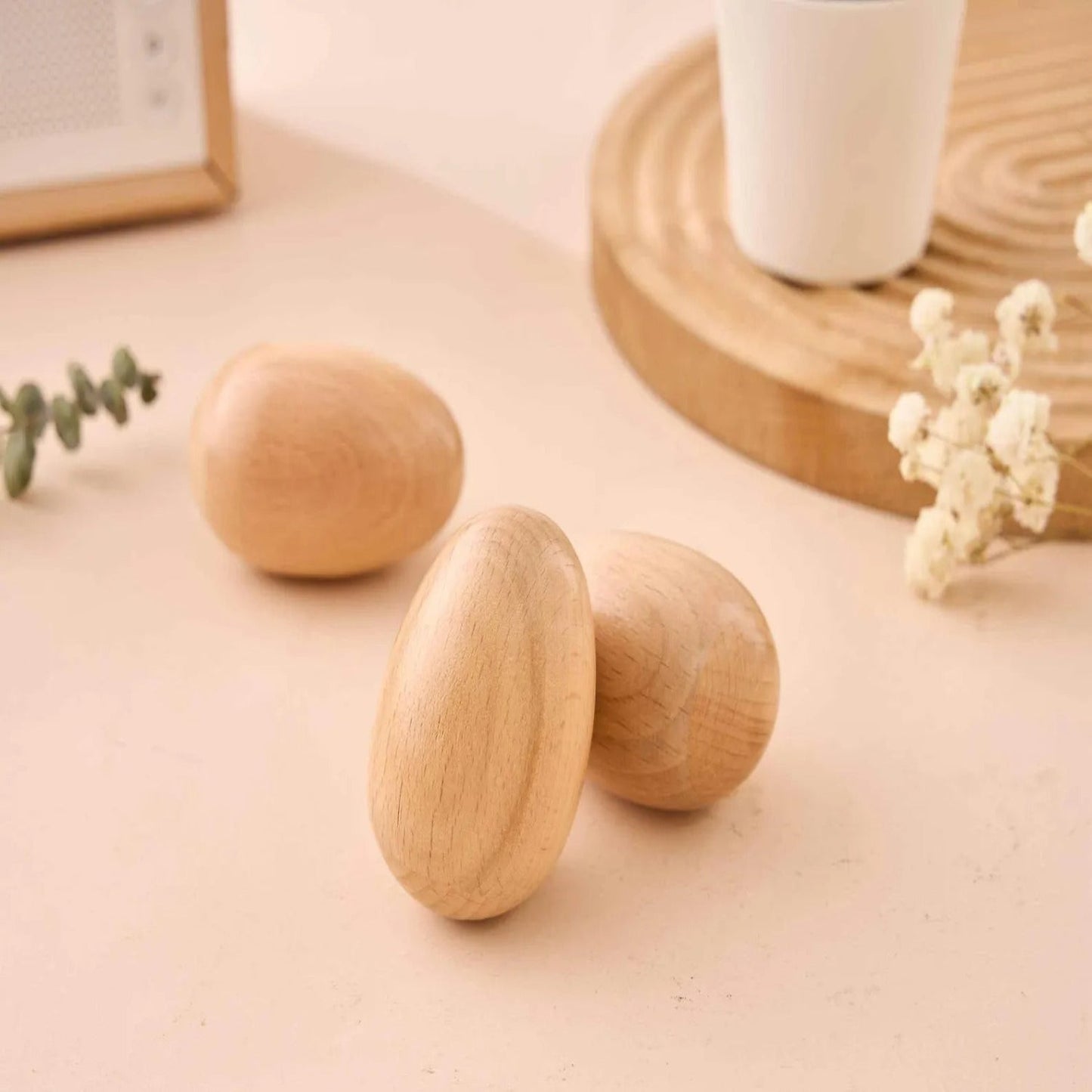 3 PCS Personalized Wood Easter Egg & 12 colors of paint+2 pens