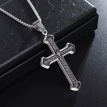 Cross pendant necklace with bible text