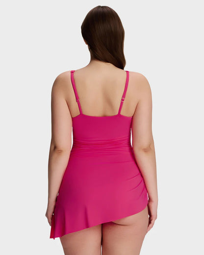 Plus Size Ruched Tummy Control Swim Dress