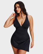 Plus Size Ruched Tummy Control Swim Dress