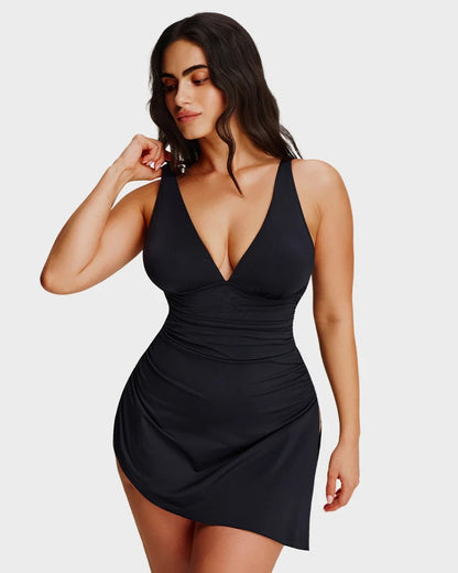 Plus Size Ruched Tummy Control Swim Dress