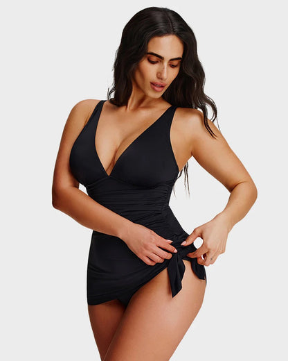 Plus Size Ruched Tummy Control Swim Dress