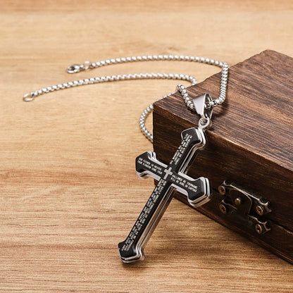 Cross pendant necklace with bible text