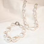 Handmade Baroque Pearl Jewelry Set - Necklace, Bracelet & Earrings