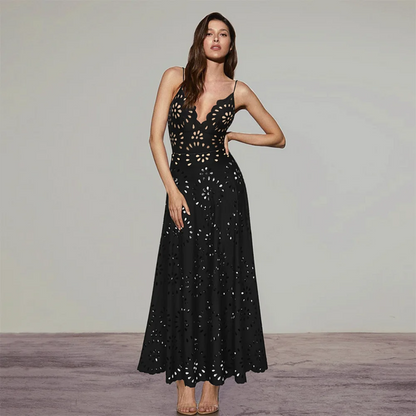 Laser Cutting Flower Hollow One Piece Swimsuit and Skirt