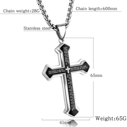 Cross pendant necklace with bible text
