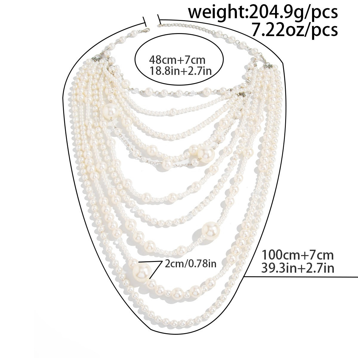 Baroque layered long collar chain