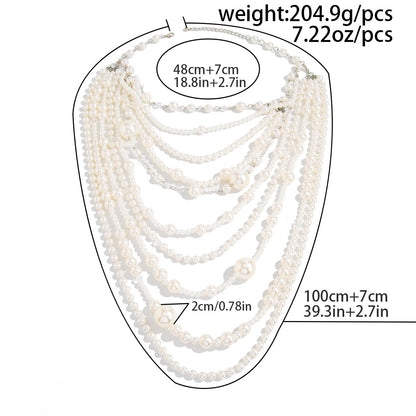 Baroque layered long collar chain