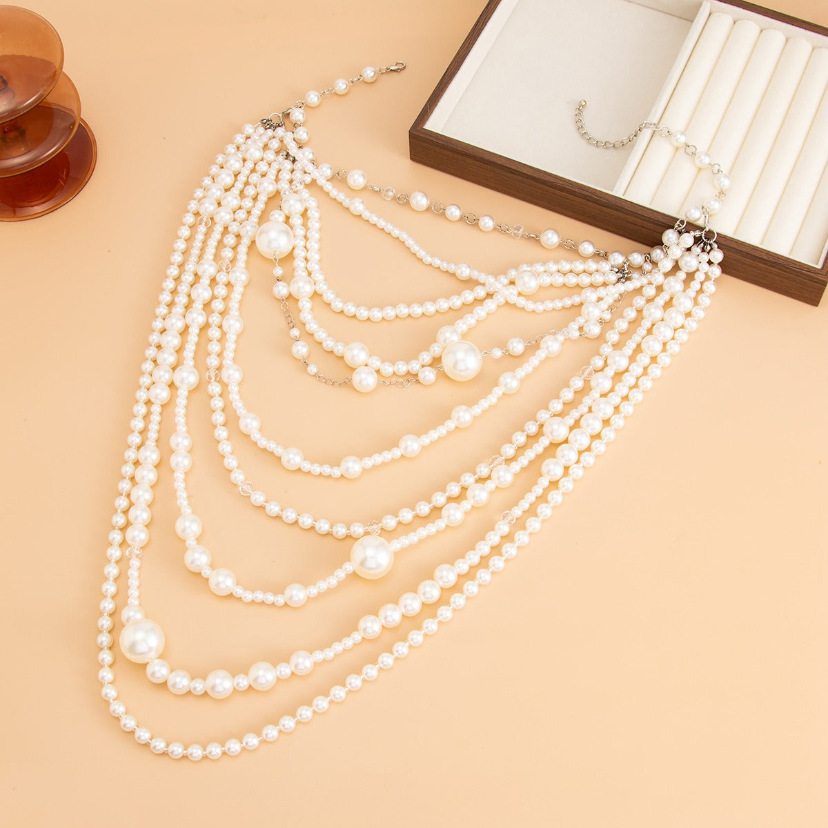 Baroque layered long collar chain
