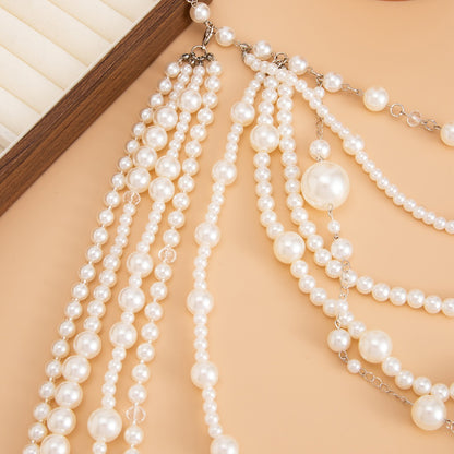 Baroque layered long collar chain