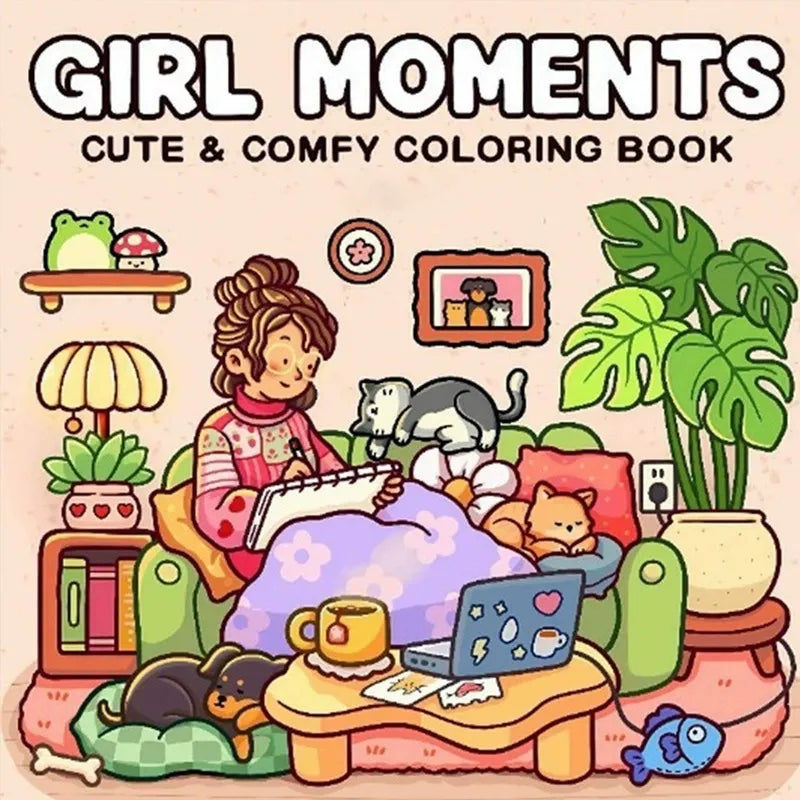 Girl Moments: Coloring Book for Adults and Teens