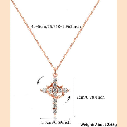 Zircon crown cross necklace