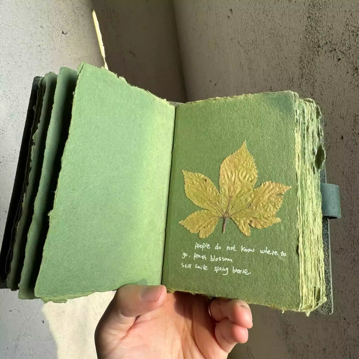 Handmade DIY Green Paper Journal